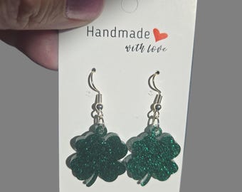 Handmade Four‑Leaf Clover Resin Earrings – Lucky, Lightweight, and One‑of‑a‑Kind