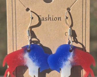 Buffalo Bills Earrings Handmade Red White & Blue, size 1 inch x .75 inches.