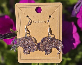 Bills Sparkle Blitz Earrings – Clear Dangles with Red, Blue & Silver Glitter