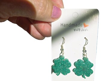 Handmade Four‑Leaf Clover Resin Earrings – Lucky, Lightweight, and One‑of‑a‑Kind
