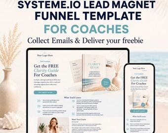 Systeme.io Lead Magnet Funnel Template for Coaches, Opt-In Page, Freebie Landing Page, Email List Funnel, Thank You & Legal Page