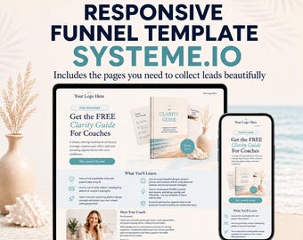 Systeme.io Lead Magnet Funnel Template, Opt-In Page for Coaches, Freebie Landing Page, Email List Funnel, Thank You & Legal Page
