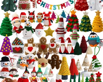 77 Christmas Amigurumi Crochet Patterns PDF Bundle – Cute Holiday Ornaments, Santa, Reindeer, Snowman, Tree, Keychains DIY Tutorial