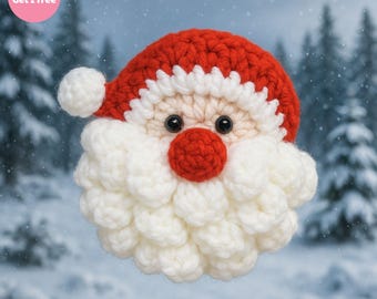Christmas Crochet Santa Claus Pattern – Amigurumi PDF Tutorial, Santa Claus Applique Crochet Pattern, Santa Face & Hat, Santa Claus Xmas