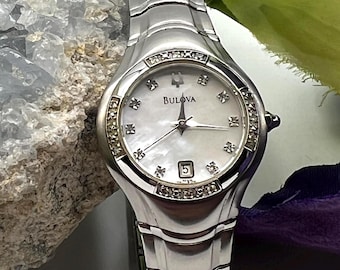 Bulova Classic Rose Gold Steel MOP Diamond Dial Quartz  display picture 1