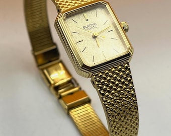 Vintage Bulova damespolshorloge met gouden mesh-armband
