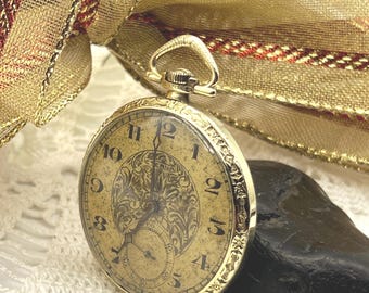 Vintage Eterna Pocket Watch – 14K Gold Filled, Tapestry Dial, Art Deco