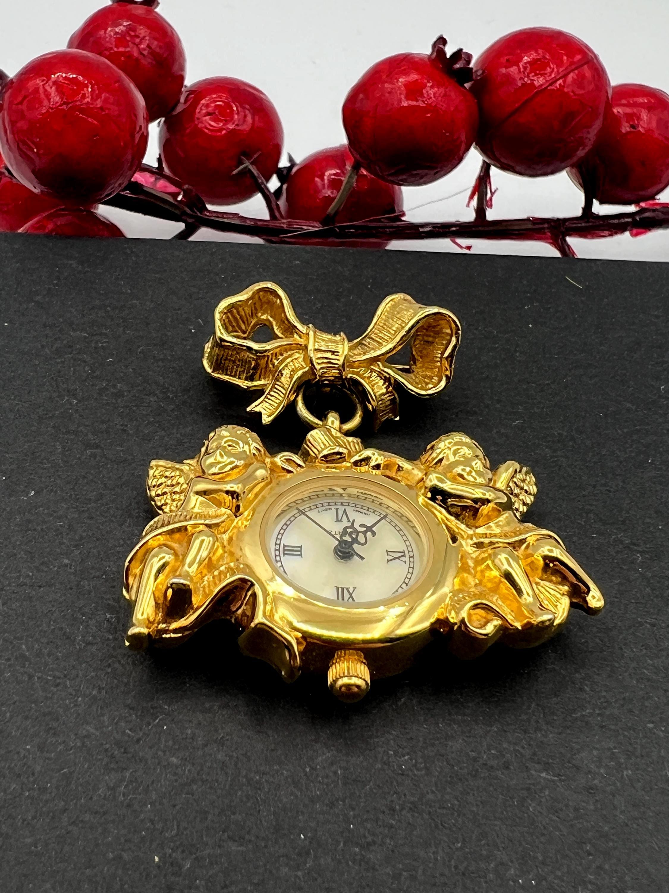 Rare Vintage Gold Tone Cherub Charm Bracelet Watch NEW BATTERY working great Cherub Watch - Etsy main image 4