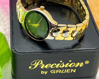 Vintage Precision by Gruen Genuine Diamond Quartz Dainty 