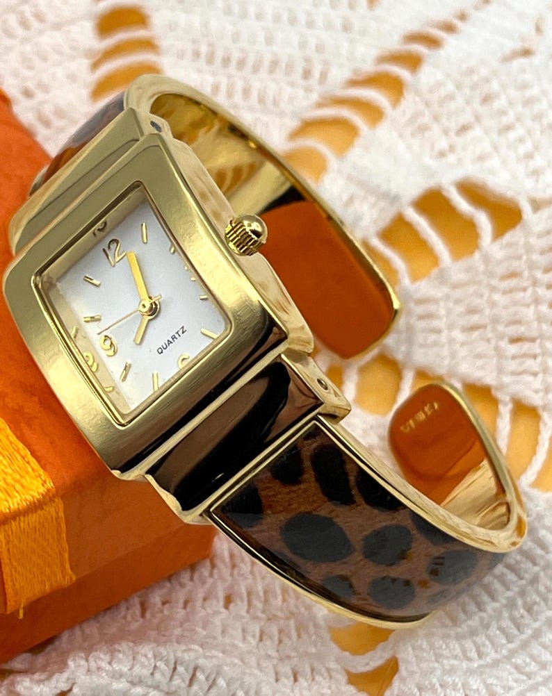 Vintage Avon Cuff Bracelet Watch With Leopard Print Band - Etsy