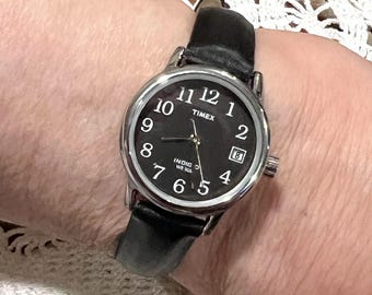 Timex "Easy Reader" Ladies Wrist Watch, 25mm, Black Dial, Illuminates