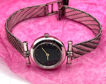 Geneve Sterling Silver Woman's Wrist Watch & Bracelet - Made in Italy