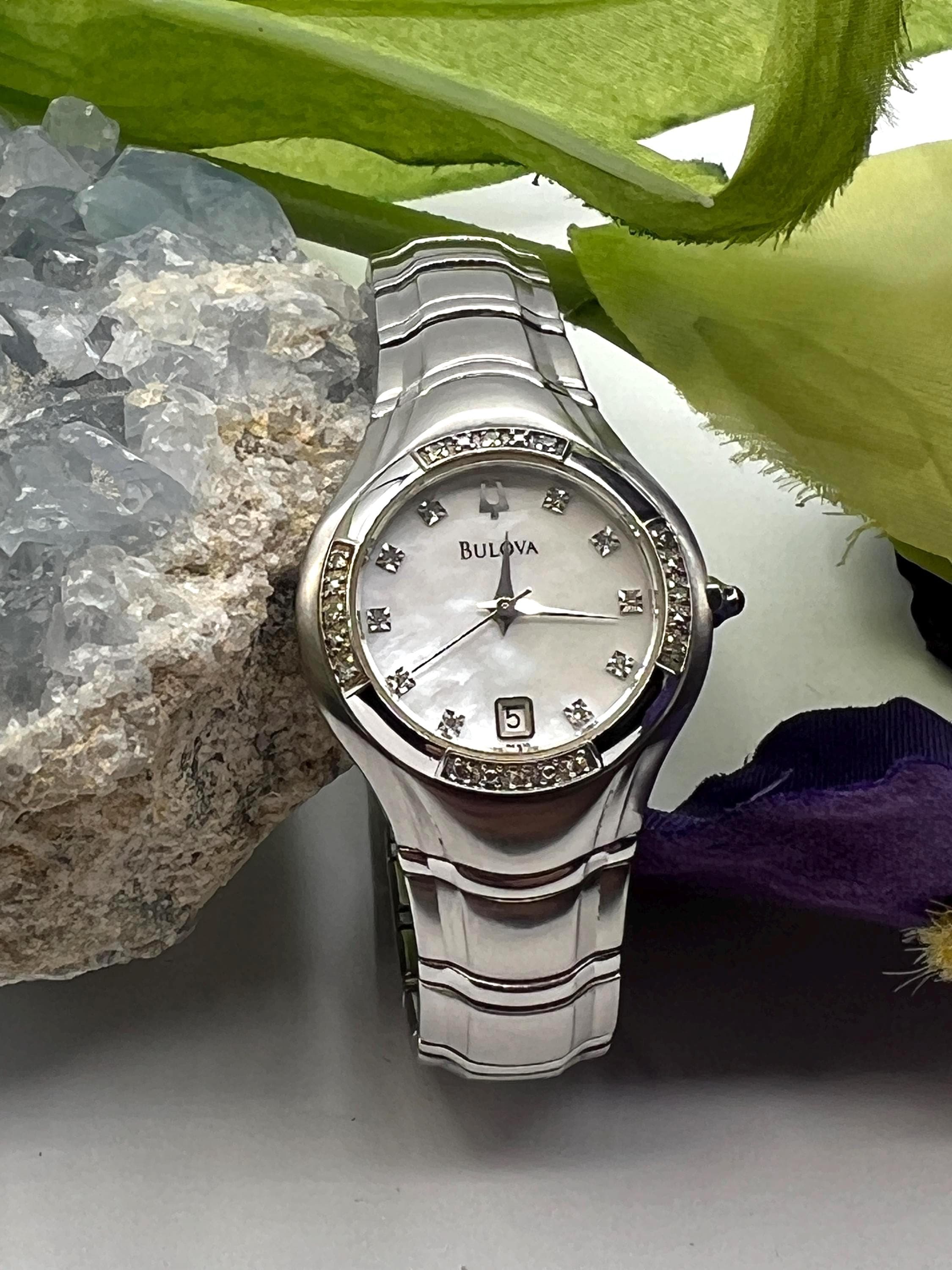 Bulova ladies silver tone crystal accented dress watch NEW BATTERY Bulova Women main image 3