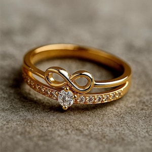 Ring Infinity - Gold infinity ring - Rose gold infinity ring - Diamond infinity ring - Infinity engagement ring - Infinity wedding ring