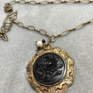 Black rose cameo re-style necklace