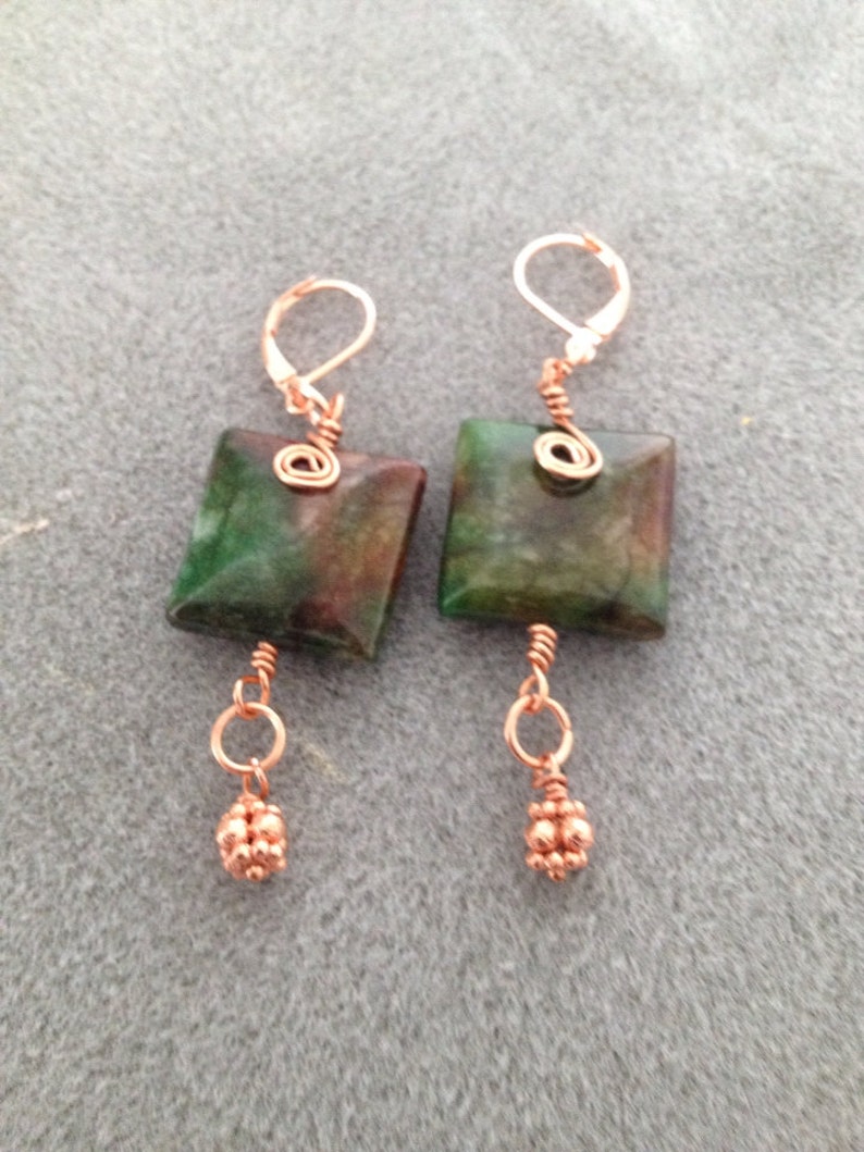 Jade and Copper Earrings Etsy