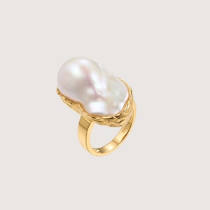 Pearl Ring, Baroque Pearl rings, Wedding Ring, Sterling Silver Ring, 18K Gold Ring, Gift for her
