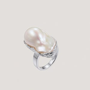 Pearl Ring, Baroque Pearl rings, Wedding Ring, Sterling Silver Ring, 18K Gold Ring, Gift for her