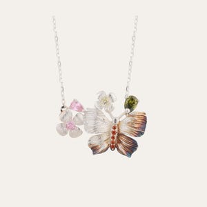 Butterfly necklace, butterfly wingnecklace, exquisite pendant necklace, Rose Quartz Butterfly Necklace, Sterling Silver Gemstone Pendant