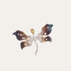 Handmade Brooch, Sterling Silver Dragonfly Brooch, Citrine brooch, Birthday gift for Her, Nature-Inspired Jewelry, Unique Accessories, Gift