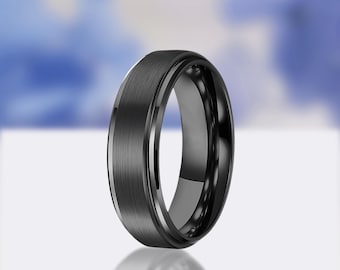 Mens Tungsten Wedding Band, Black Tungsten Ring, Wedding Ring, Mens Wedding Band, Ring for Men, Women, Gift