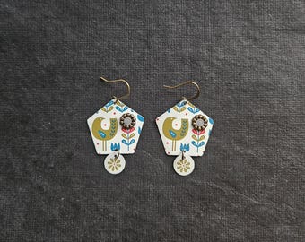 Bird Tin Earrings