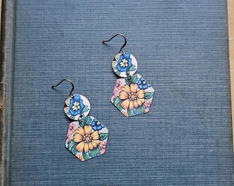 Vintage Floral Tin Earrings