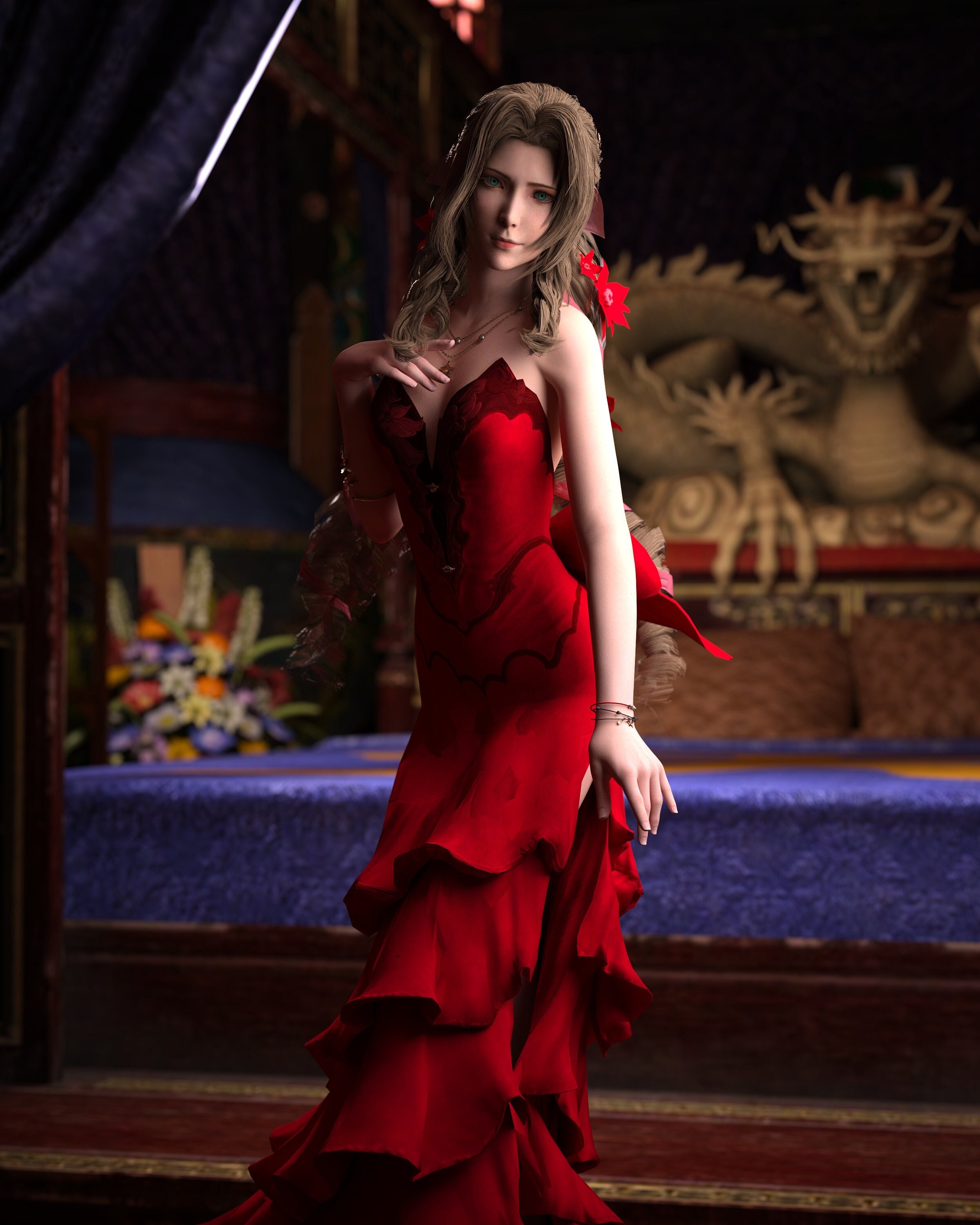 aerith red dress