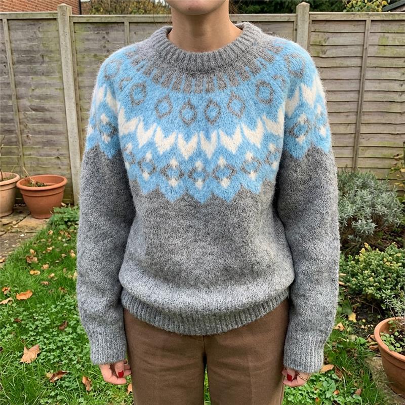 Maglione Uomo Girocollo Fair Isle Maglia Manica Lunga Inverno Caldo Lana Merino, beige, L