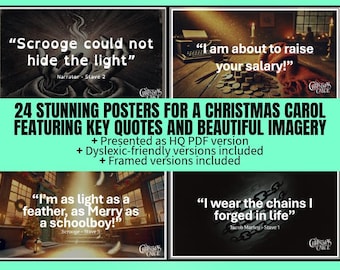 A Christmas Carol Quote Posters – 24 Printable Digital Downloads | GCSE English Literature Classroom Decor |