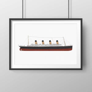 Titanic Color Rendering – RMS Titanic Printable Wall Art – Historical Ship Illustration – Original Art Nautical Decor – Instant Download