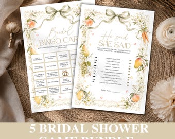 She's Fresh Off The Market Bridal Shower Game Bundle • Farmers Market Theme • Editable 5 Bridal Shower Games • Flower Market