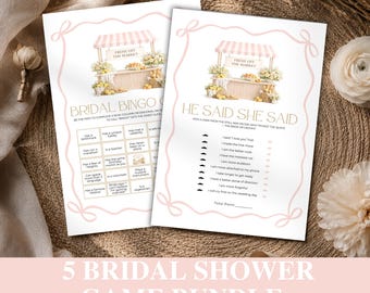 She's Fresh Off the Market Bridal Shower Game Bundle • Farmers Market Theme • Flower Shop • Editable 5 Bridal Shower Games