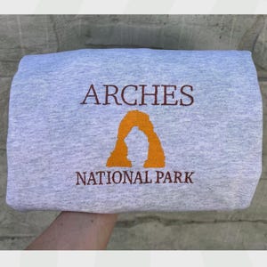 Arches National Park Embroidered Crewneck: Utah Hiking Sweatshirt