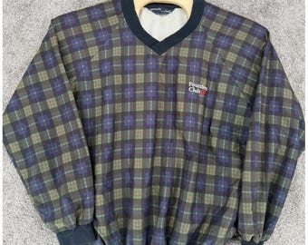 VTG Founders Club Milleta England Plaid Golf Windshirt z dekoltem w serek i golfem w rozmiarze L