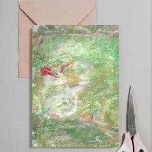 Green Apple – Hand-Painted Abstract Ephemera / Collage Fodder Sheet for Journaling & Mixed Media (Digital Download)