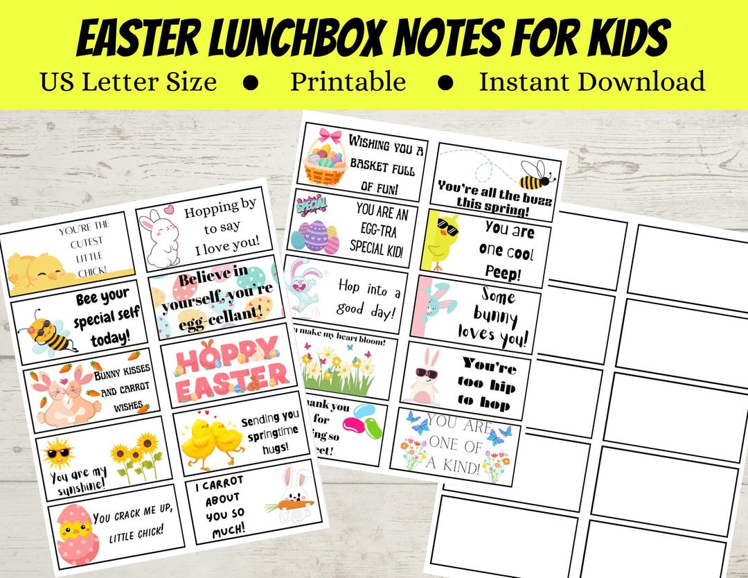 Easter Lunchbox Notes for Kids – Printable Encouragement Cards (PDF) - Etsy