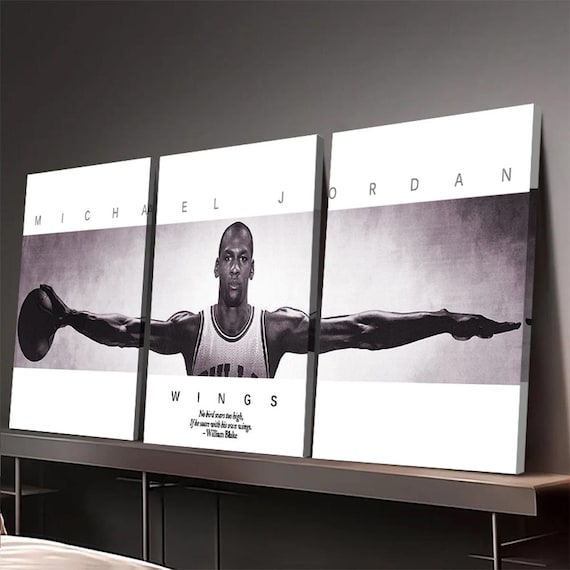 3-Panel Basketball Wings Canvas Set – Inspirational Sports Wall Art, Motivational Quote Poster for Gym, Office or Game Room