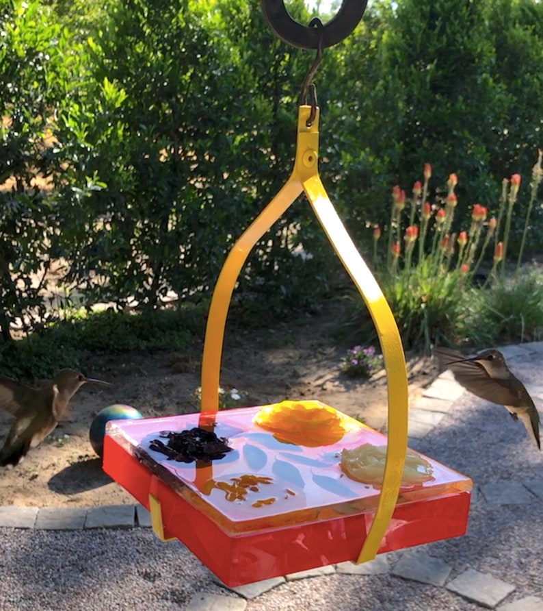 Real Flower Hummingbird Feeder With Hanging Basket Etsy