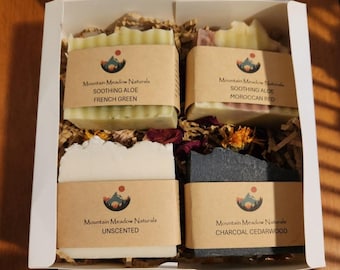 Natural Tallow and Vegan Soaps Gift Box (4 Bars) Cold Process Cleansing