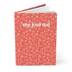 Cute Pink Journal with strawberry | Aesthetic Notebook | Kawaii Gift for Teen Girls | Lined Diary