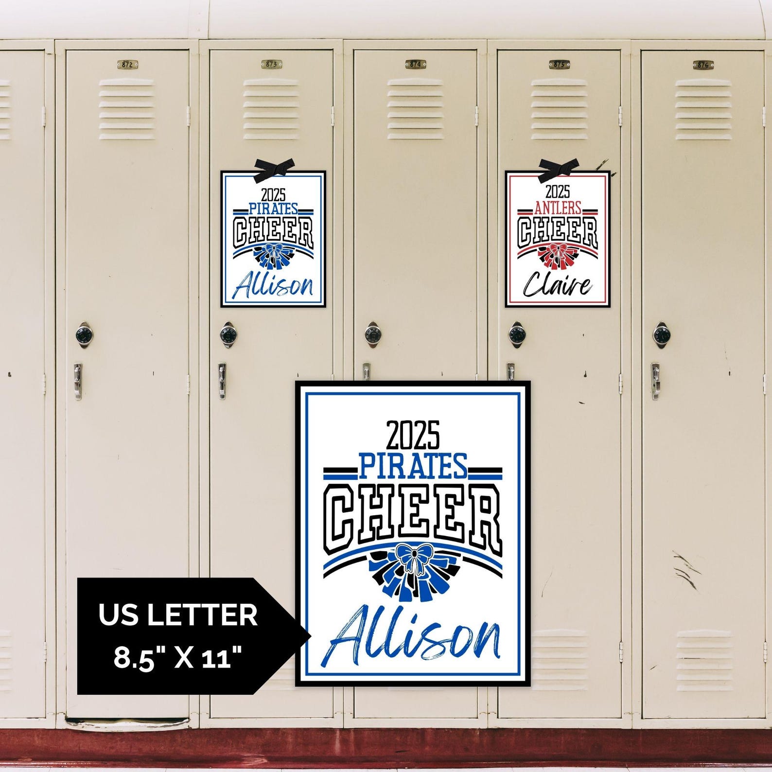Editable Cheer Locker Sign Template | Printable Team Spirit Door Sign ...