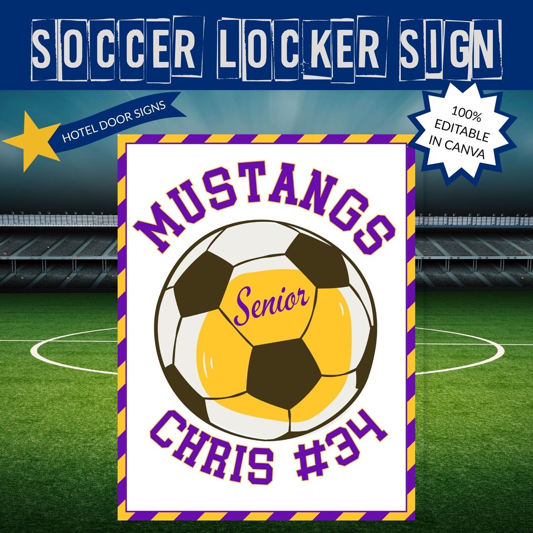 Editable Soccer Locker Sign Template | Printable Team Spirit Door Sign ...