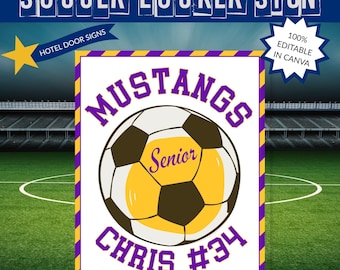 Editable Soccer Locker Sign Template | Printable Team Spirit Door Sign | Personalized Sports Team Decor | Hotel Door Decor | Travel Team