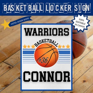 Editable Basketball Locker Sign Template | Printable Team Spirit Door Sign | Personalized Sports Team Decor | Hotel Door Decor | Travel Team