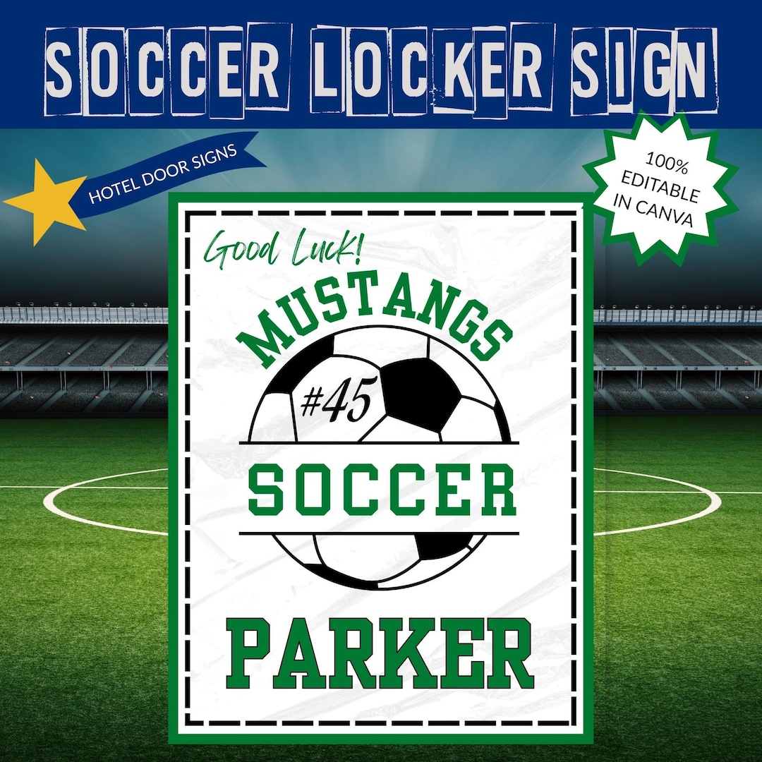 Editable Soccer Locker Sign Template | Printable Team Spirit Door Sign ...