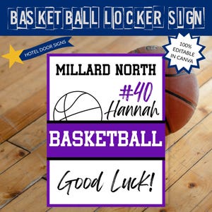 Editable Basketball Locker Sign Template | Printable Team Spirit Door Sign | Personalized Sports Team Decor | Hotel Door Decor | Travel Team