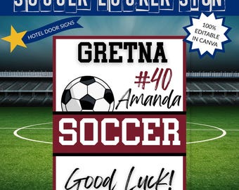 Editable Soccer Locker Sign Template | Printable Team Spirit Door Sign | Personalized Sports Team Decor | Hotel Door Decor | Travel Team