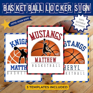 Editable Basketball Locker Sign Template | Printable Team Spirit Door Sign | Personalized Sports Team Decor | Hotel Door Decor | Travel Team