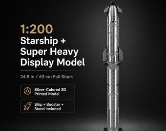 Réplica impressa em 3D da nave espacial Starship da SpaceX na escala 1:200 - Réplica requintada do foguete prateado para decoração de casa e escritório, presente de Dia dos Namorados para ele.